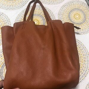 Vence camuto Elegant Brown Leather Tote Bag